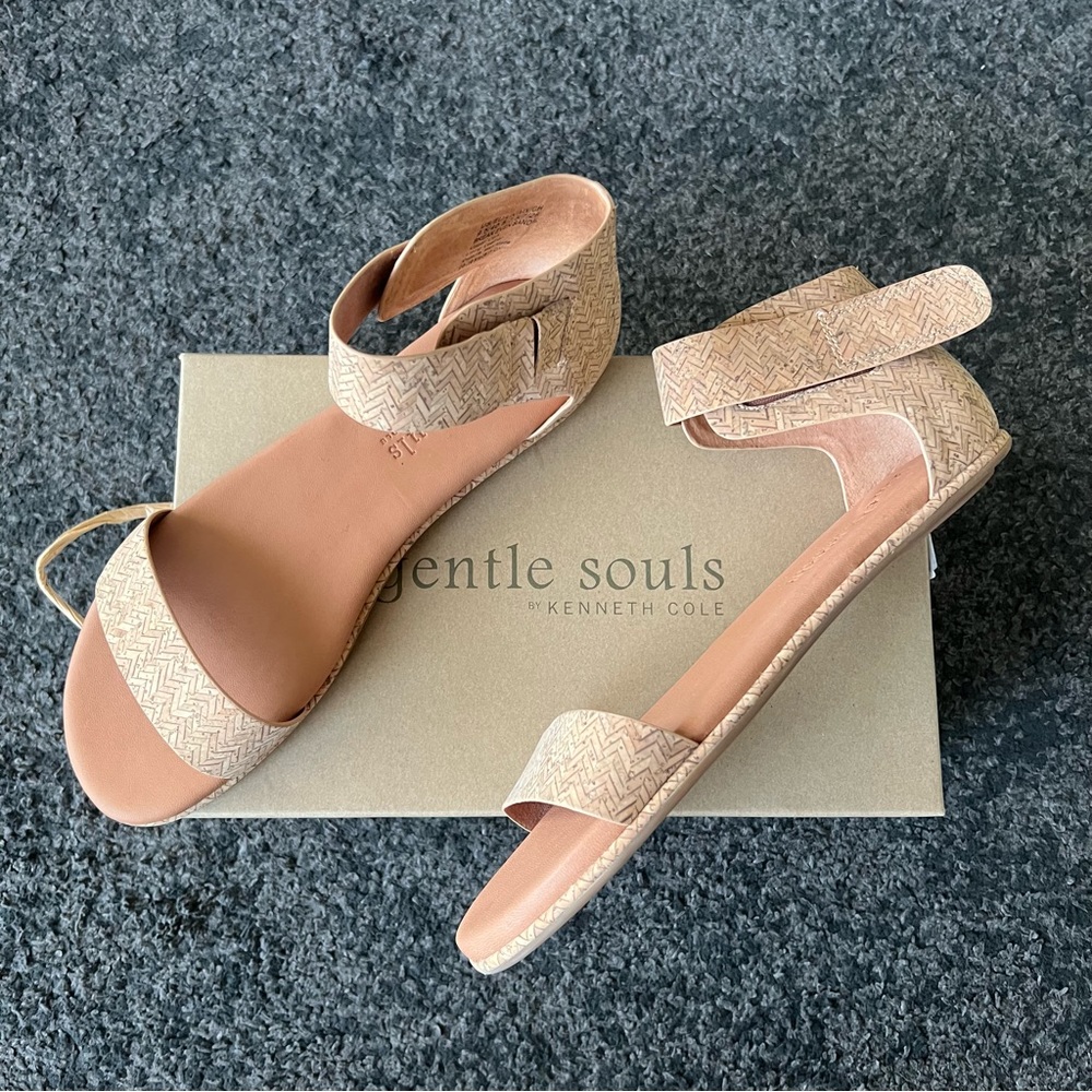 gentle souls Beige Woven Ankle Strap Sandals